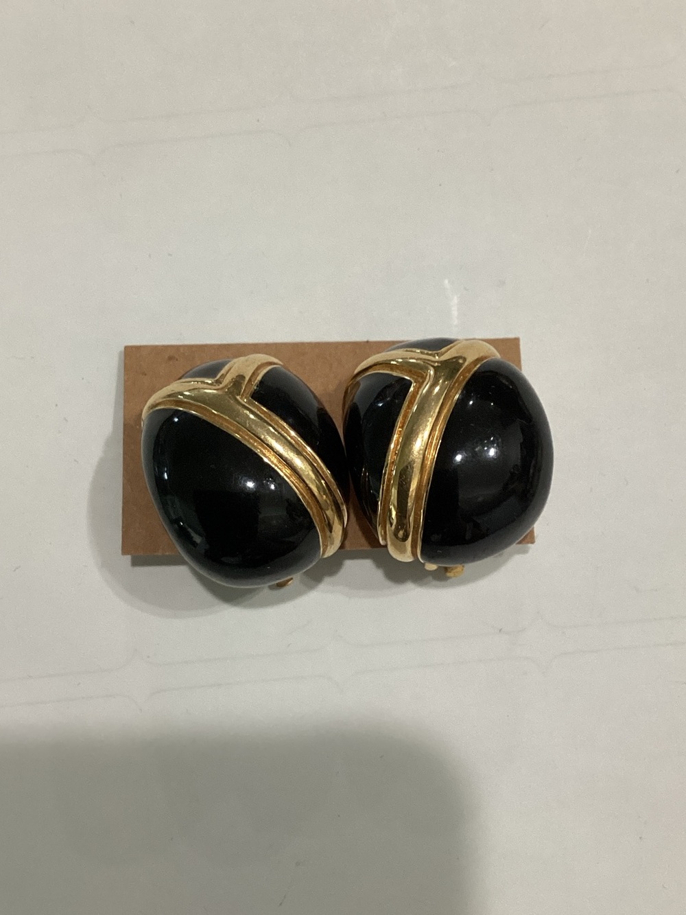 Gold‎ and Black Dome Clip-On Earrings - Classic Statement